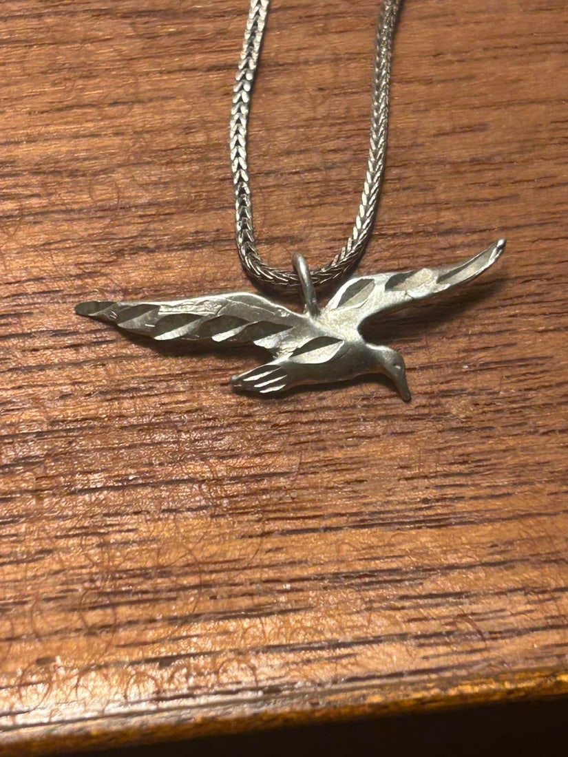 Sterling Silver Soaring Bird Pendant Necklace - 4