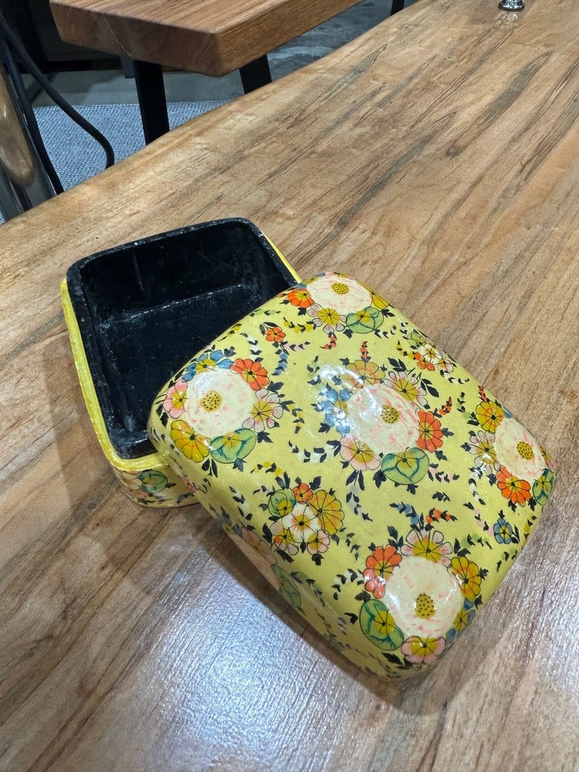 Hand-Painted Kashmiri Papier-Mache Box - 2