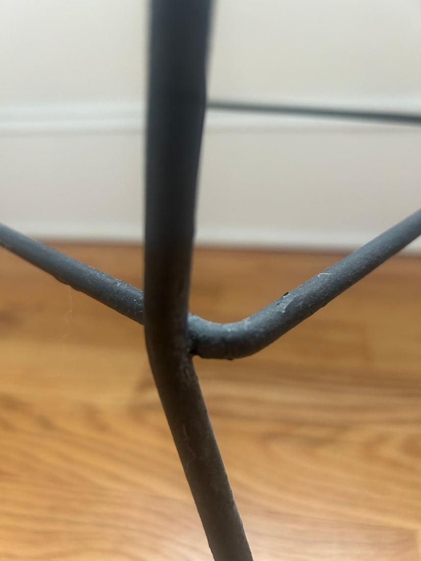 Mid-Century Modern Wrought Iron and Glass Side Table - 2