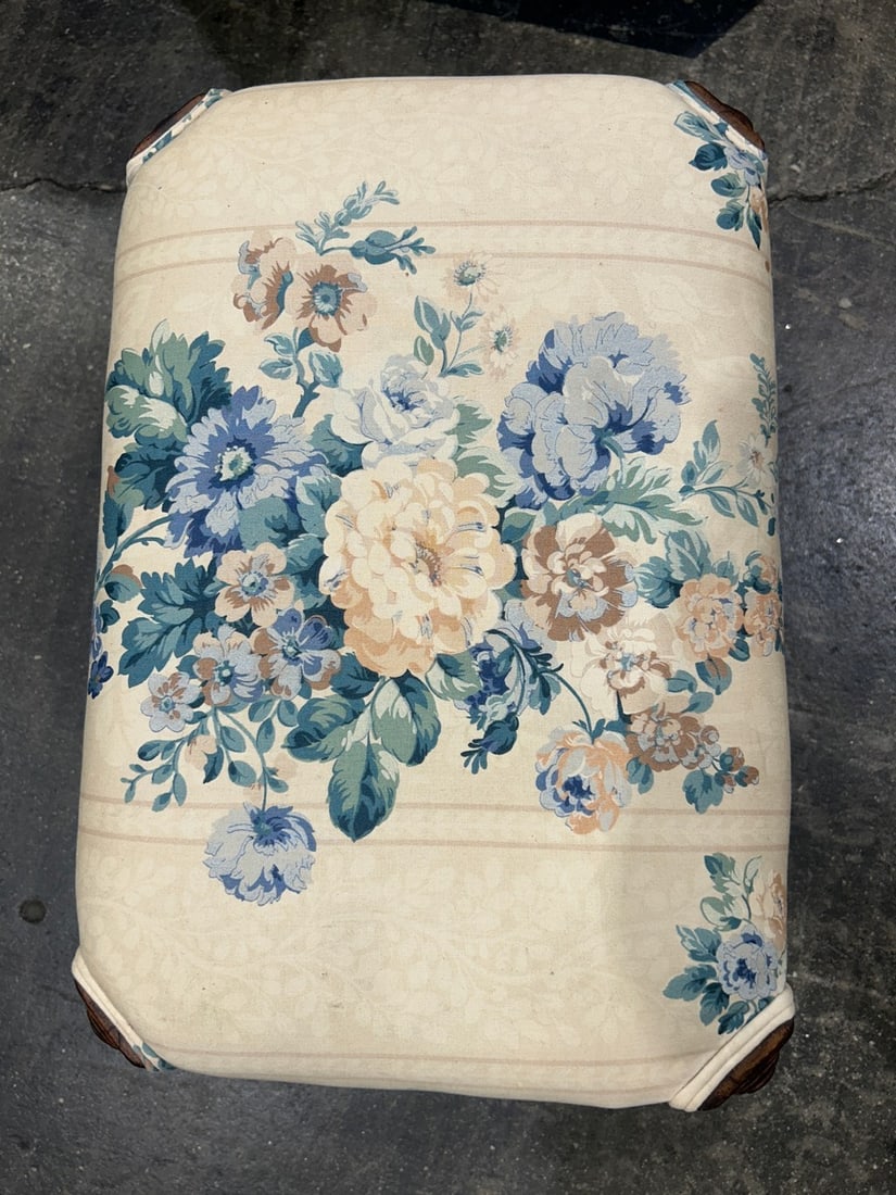 Floral Upholstered Vanity Stool - 2
