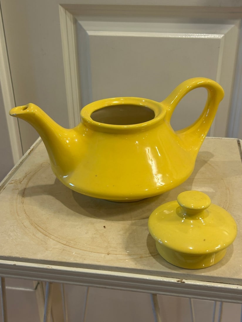 Bright Yellow Glazed Ceramic Teapot - 2
