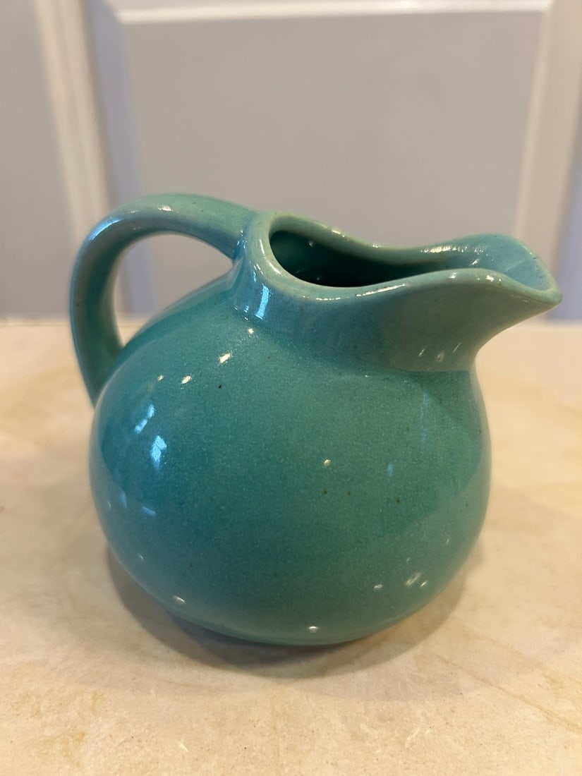 Teal Glazed Ceramic Creamer or Small Pitcher - 2