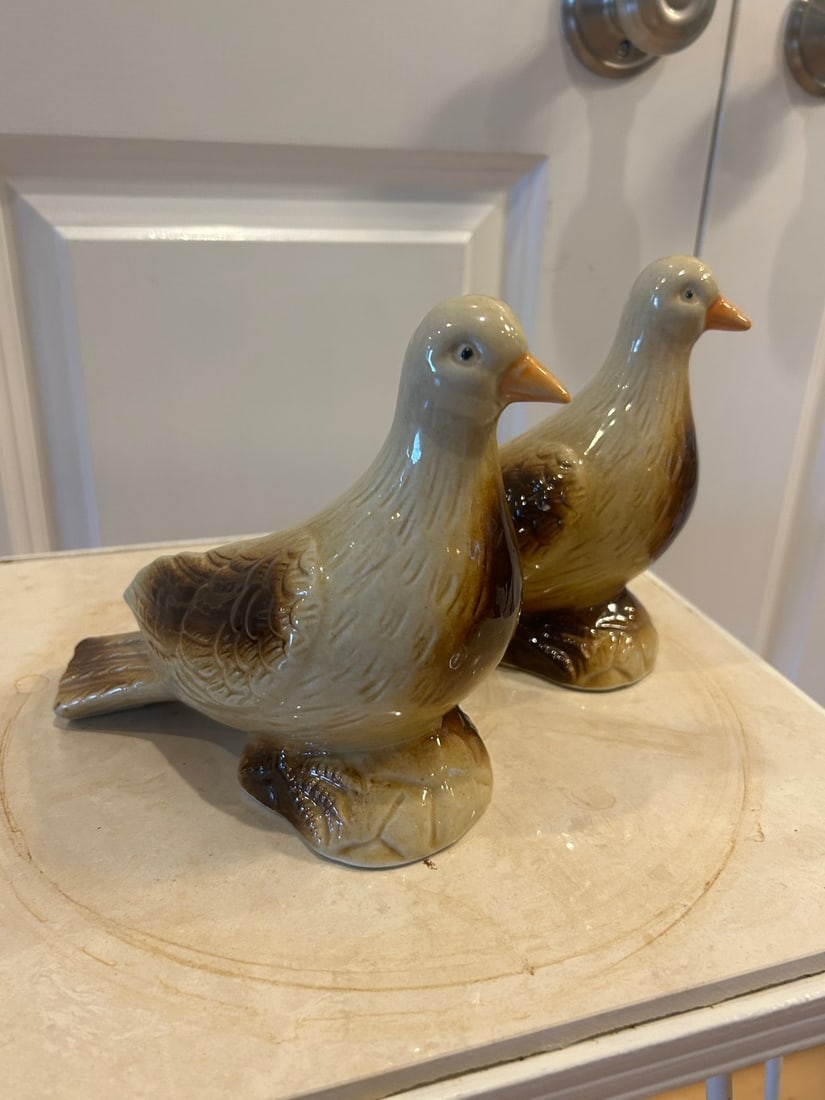 Pair of Made in Brazil Ceramic Bird Sculptures - 2