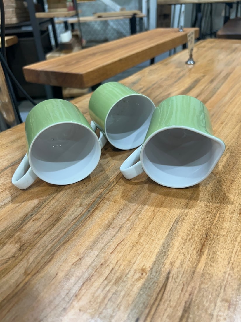 Set of Three Mikasa â€œFocus Shapeâ€? Sage Green Mugs with Creamer/Pitche - 7