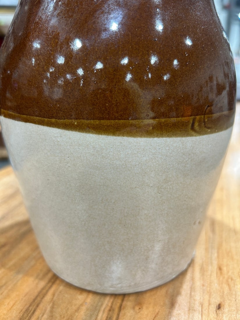 Vintage Two-Tone Glazed Pottery Jug - 2
