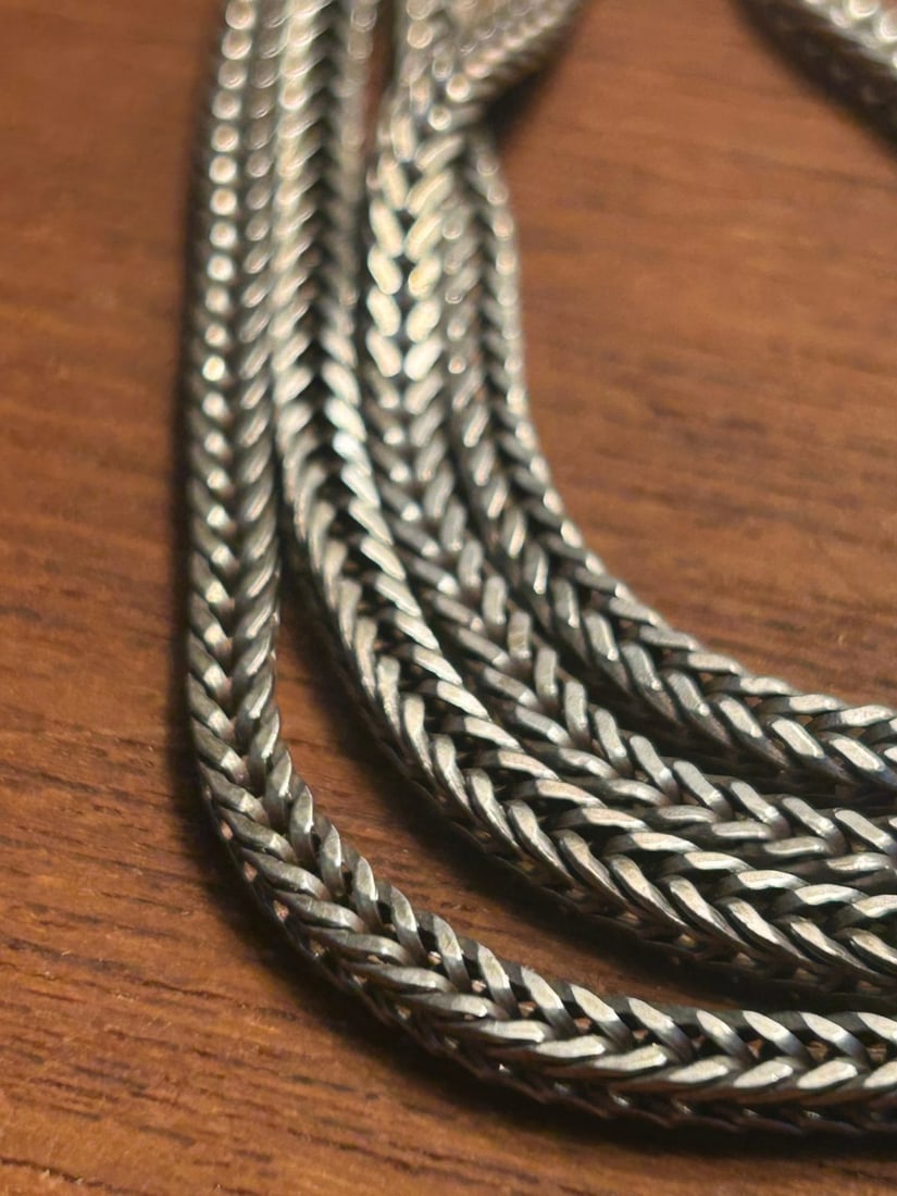 Sterling Silver Foxtail Chain Necklace (31") - 2