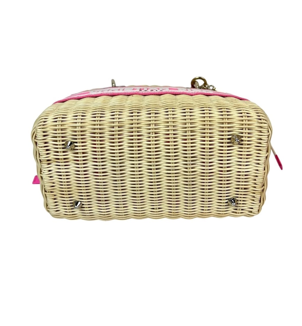 Christian Wicker Oblique Fluorescent Pink Medium Lady Bag - 5