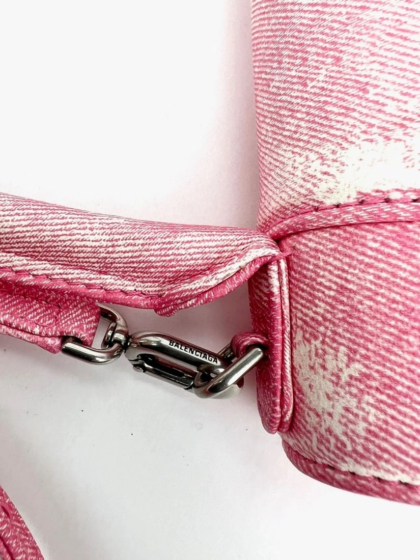 Balenciaga Pink Denim Small Hourglass Top Handle Crossbody Bag - 4
