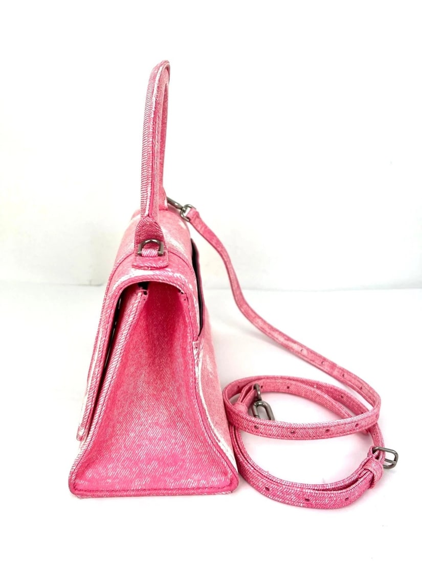 Balenciaga Pink Denim Small Hourglass Top Handle Crossbody Bag - 8