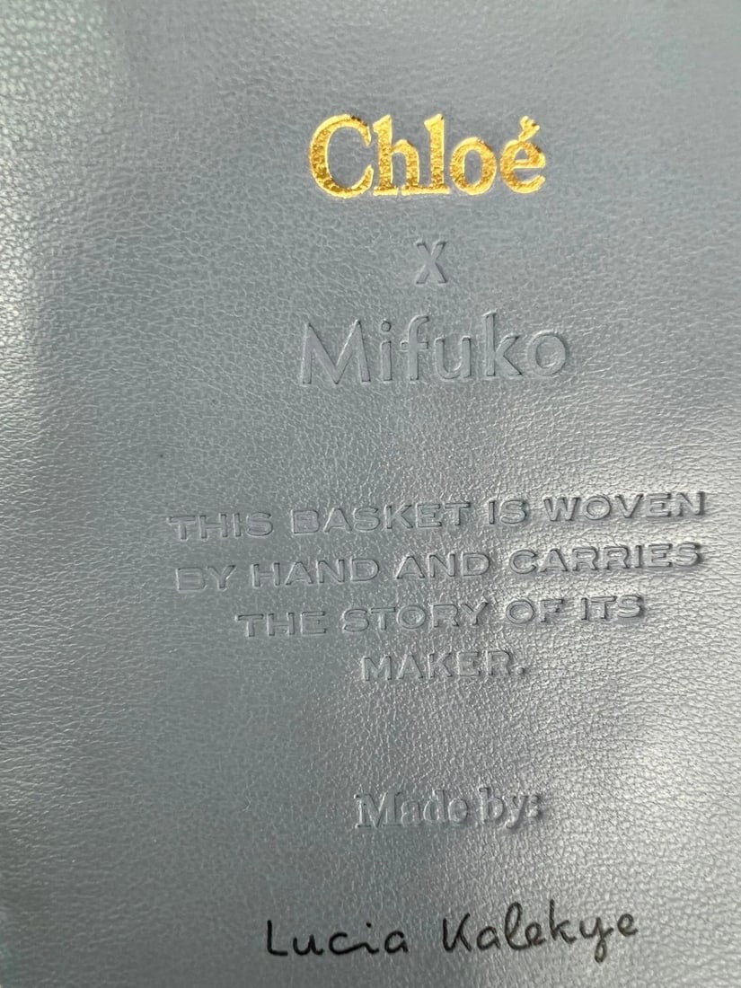 Chloe X mifuko Raffia Blue Leather Basket Shoulder Bag - 3