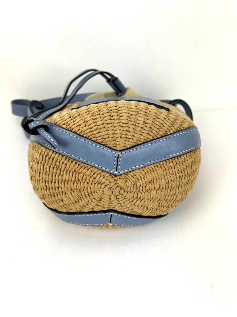 Chloe X mifuko Raffia Blue Leather Basket Shoulder Bag - 5