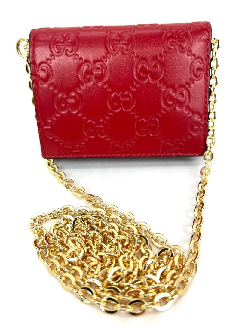 Gucci Guccissima Bifold Cherries Compact Red Leather Wallet - 2