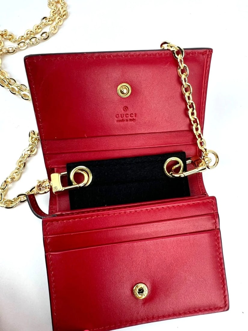Gucci Guccissima Bifold Cherries Compact Red Leather Wallet - 5