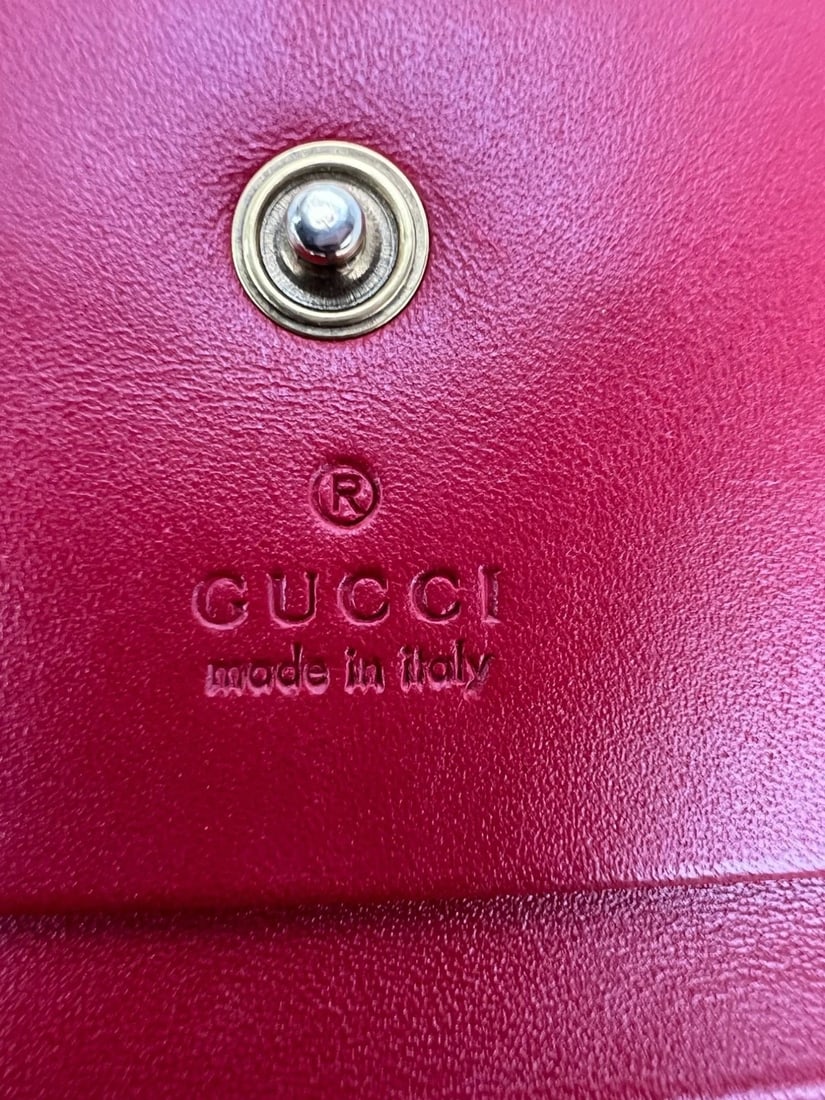 Gucci Guccissima Bifold Cherries Compact Red Leather Wallet - 7
