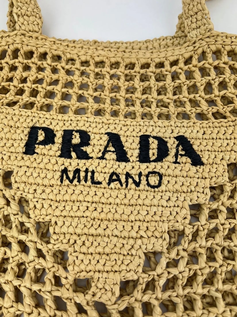 Prada Raffia Crochet Large Tote Bag Natural - 8