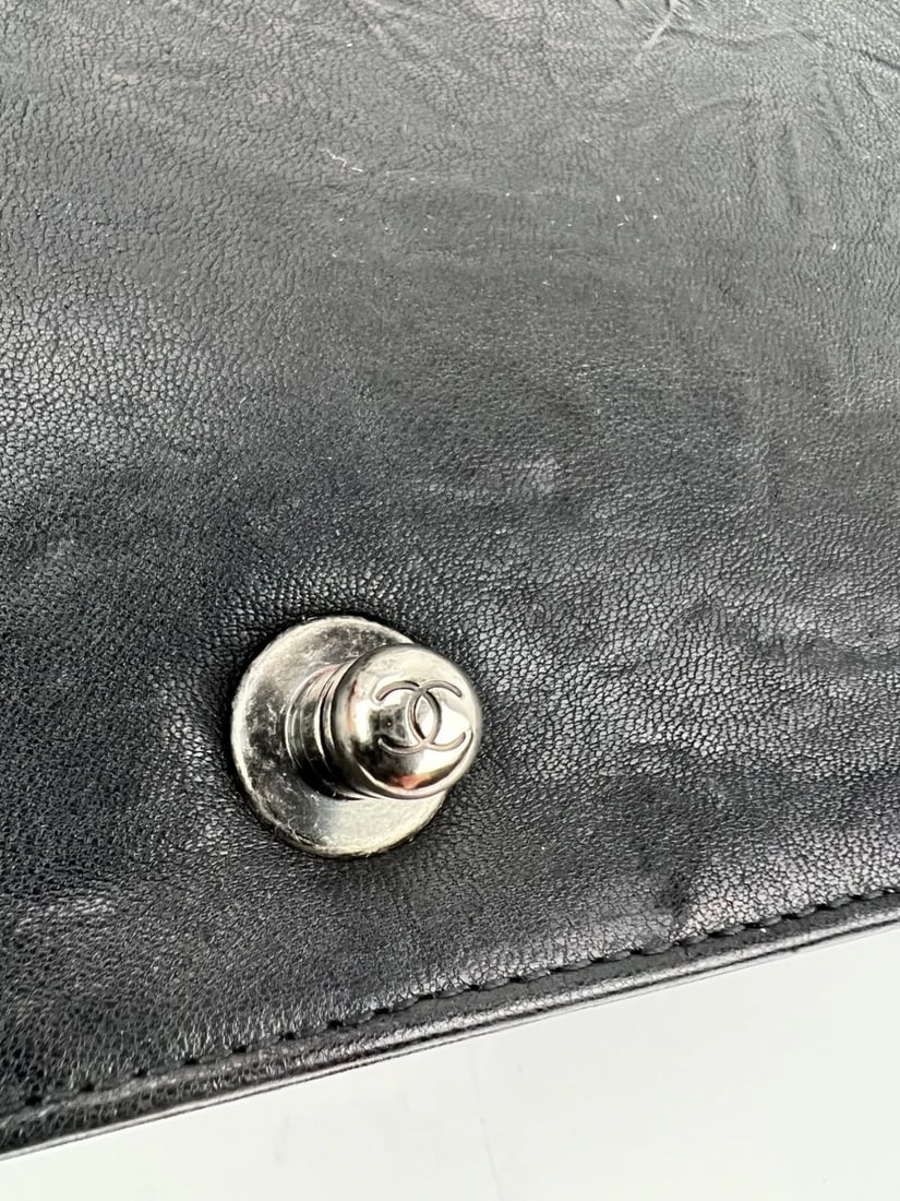 Chanel Crumpled Lambskin New Medium Studded Black Boy Flap Bag - 10