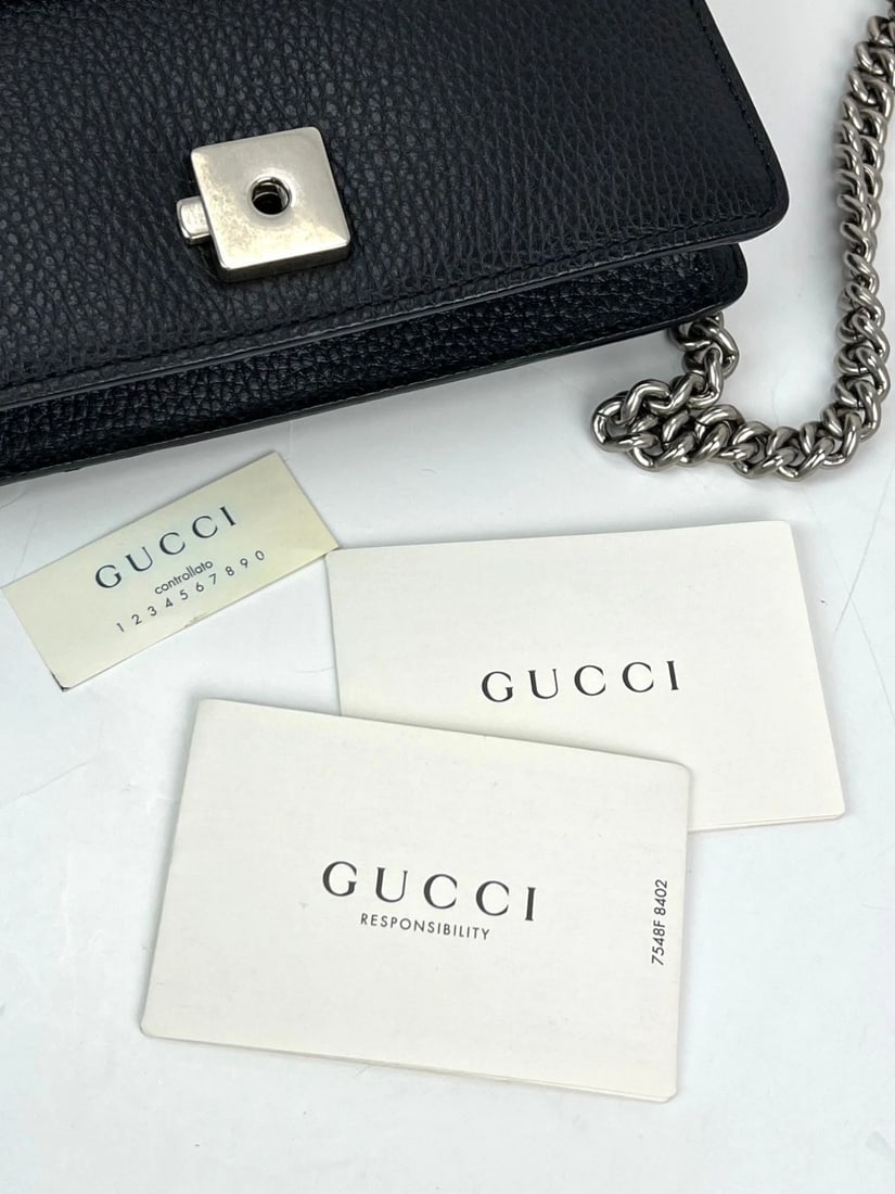Gucci Dionysus Cyrstals Black Leather Small Shoulder Bag - 4
