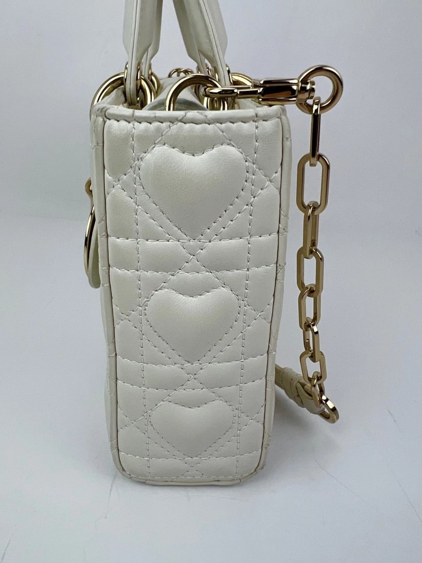 Christian Dior Lambskin Latte Cannage Medium Lady D-Joy White Bag - 6