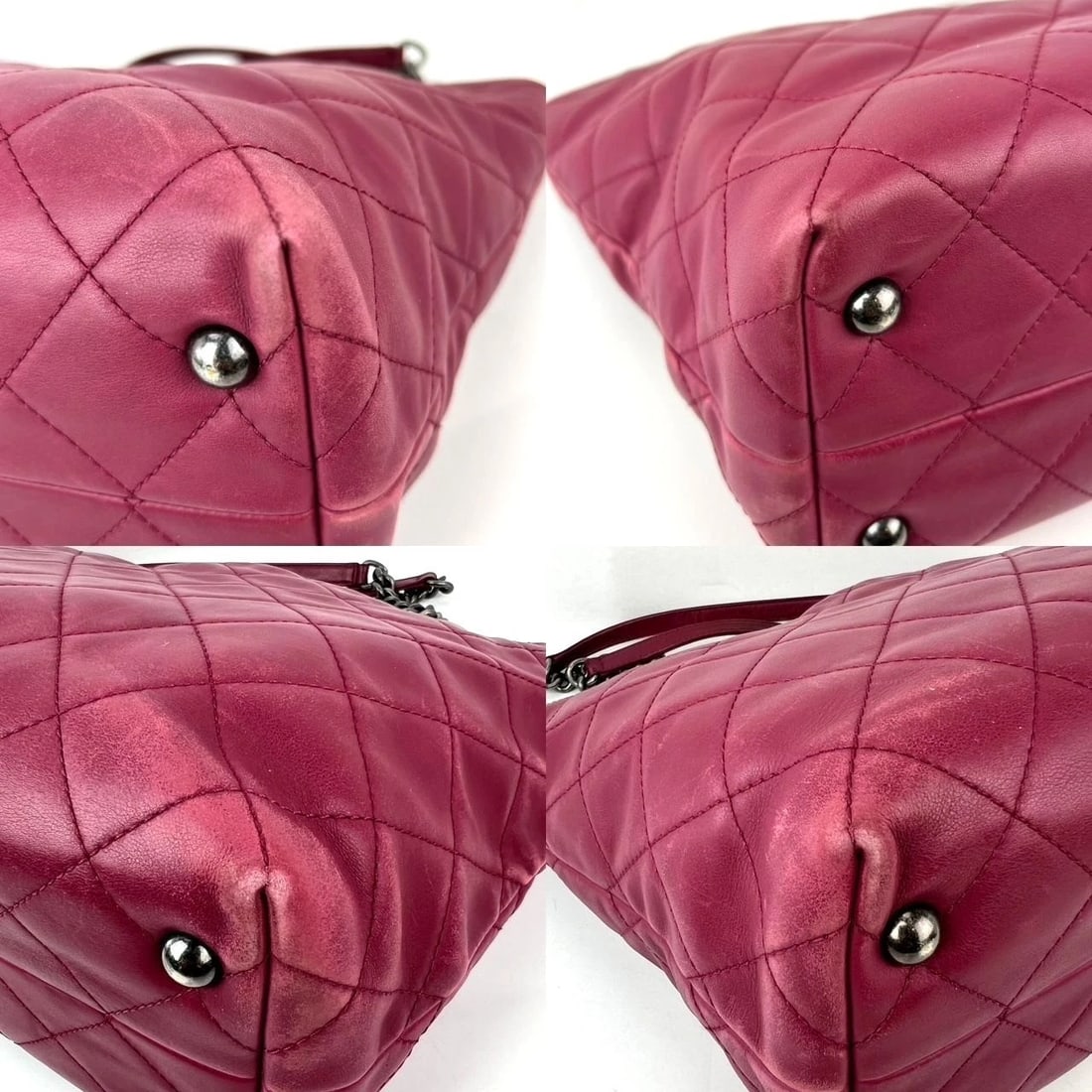 Chanel Shopping in Chains Quilted Leather Burgundy Tote Bag - 12