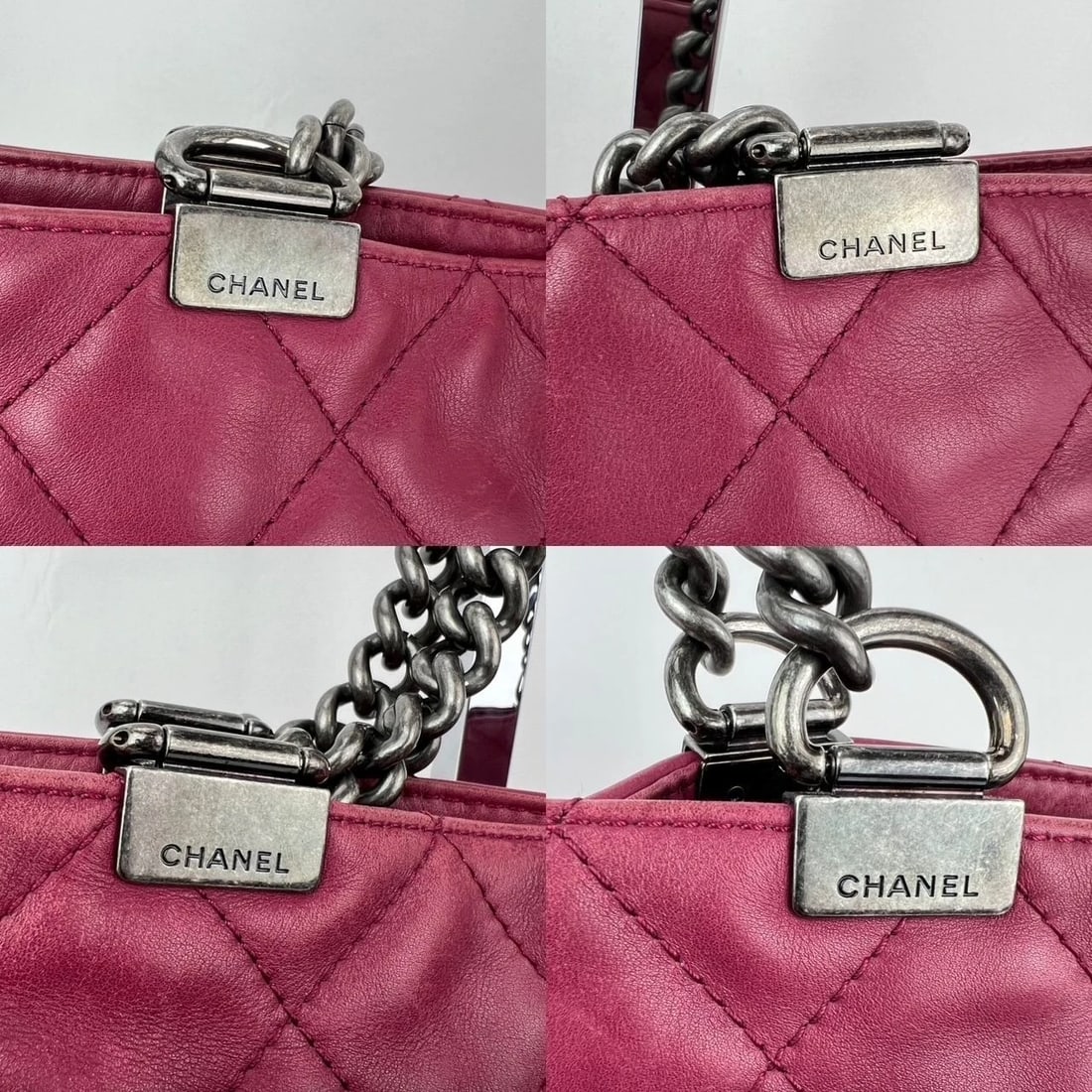 Chanel Shopping in Chains Quilted Leather Burgundy Tote Bag - 16