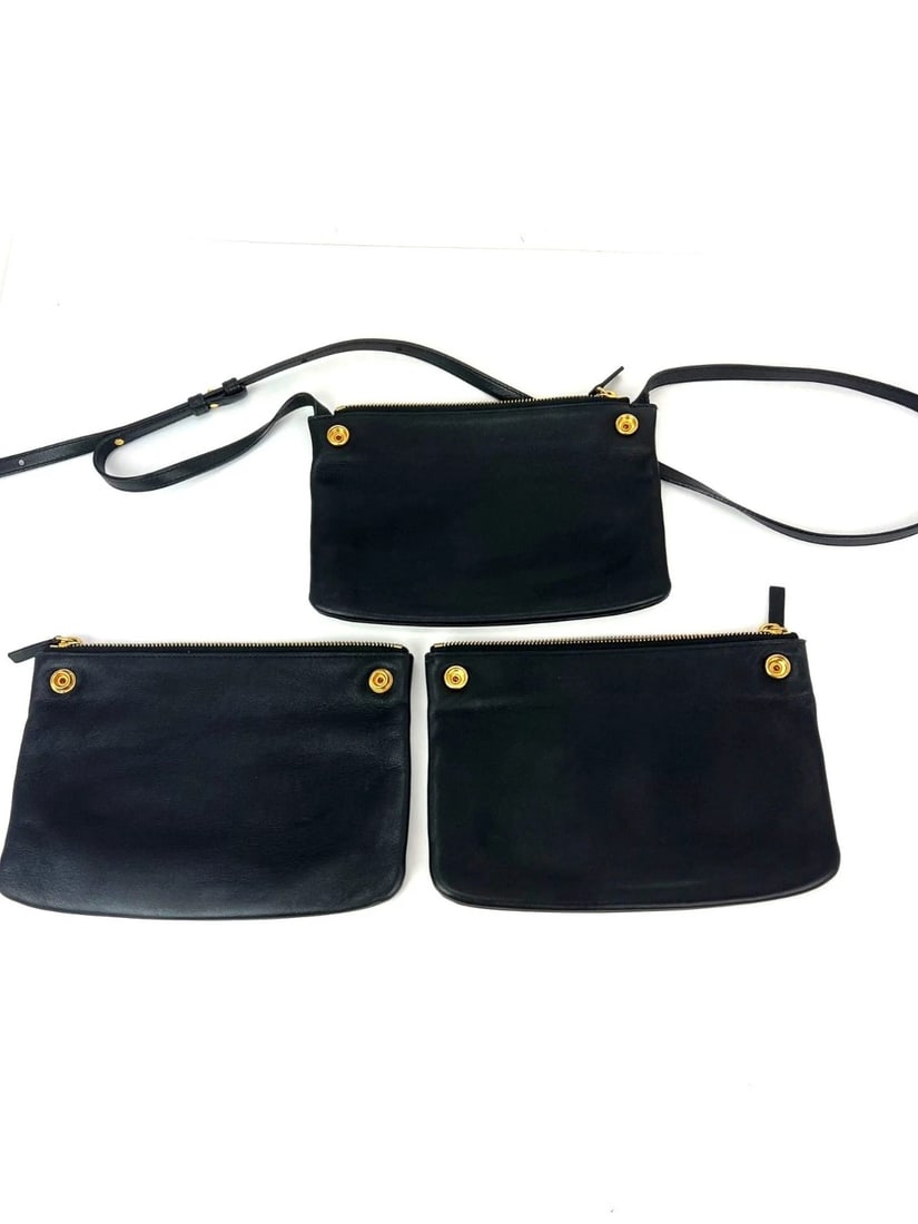 Celine Smooth Lambskin Small Trio Crossbody Black Bag - 18