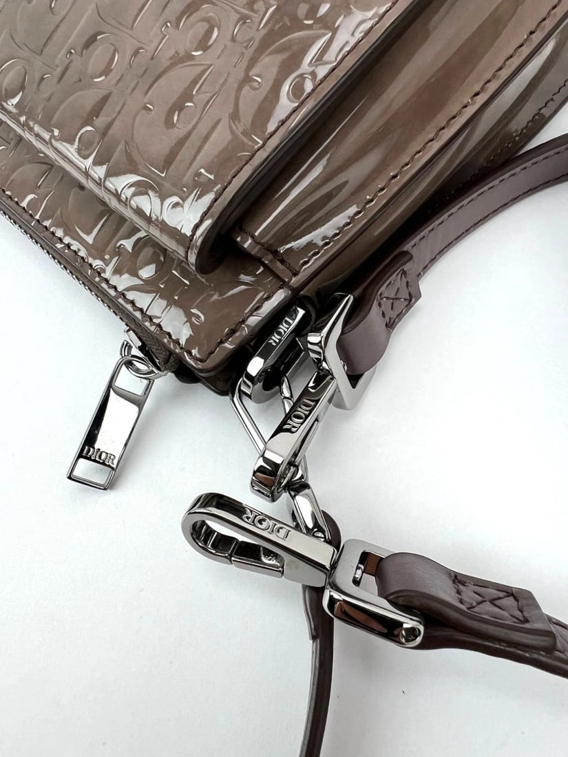 Christian Dior Saddle Boxy Patent Leather Plum Shoulder Hand Bag - 9