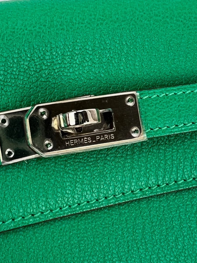 Hermes Chevre Mysore Kelly Longue Green Menthe Leather Wallet - 16