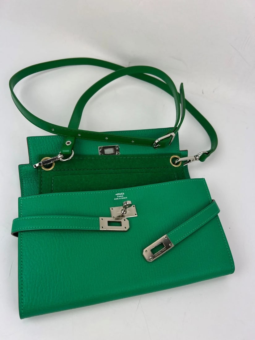 Hermes Chevre Mysore Kelly Longue Green Menthe Leather Wallet - 5
