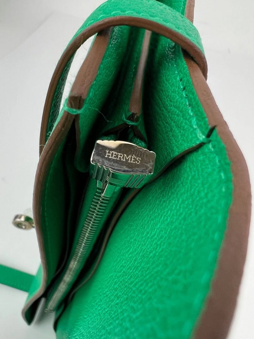 Hermes Chevre Mysore Kelly Longue Green Menthe Leather Wallet - 6