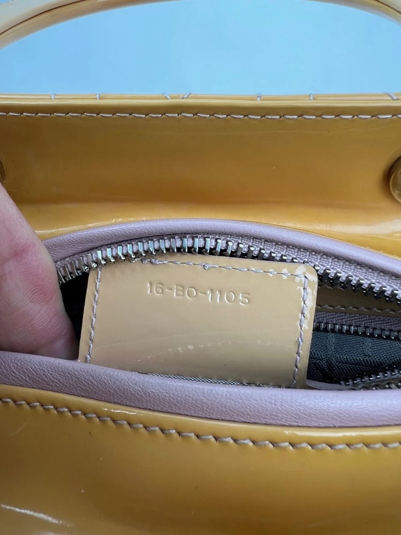 Christian Dior Yellow Patent Leather Cannage Medium Lady Dior Bag - 8
