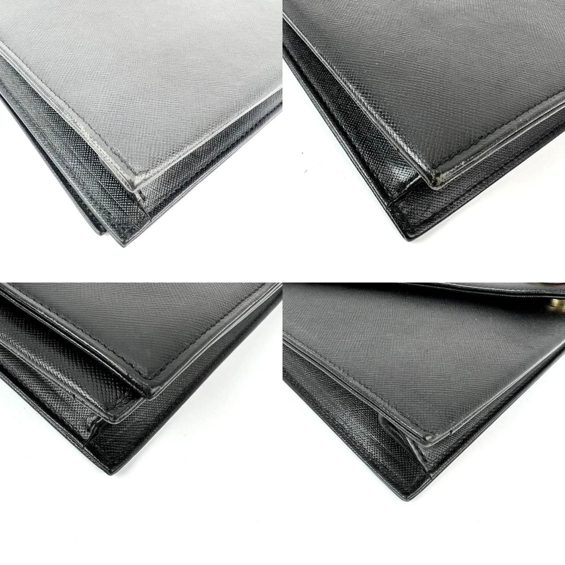 Saint Laurent Black Saffiano Leather Diagonal Clutch Bag Vintage - 15