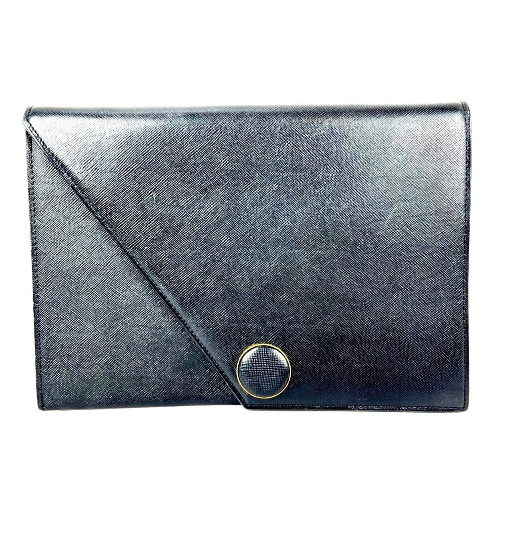 Saint Laurent Black Saffiano Leather Diagonal Clutch Bag Vintage (1 of 15)
