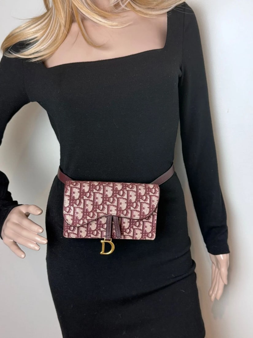 Christian Dior Oblique Saddle Bordeaux Belt Bag Clutch - 5