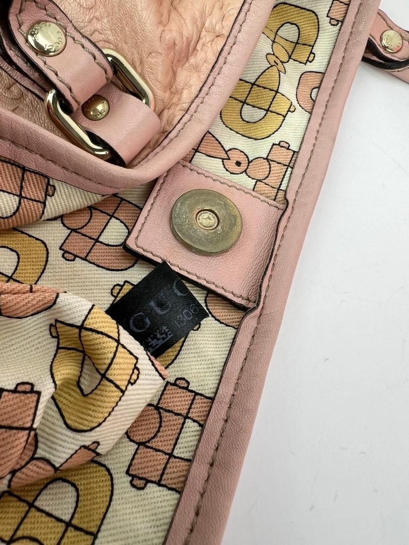 GUCCI Guccissima Pink Leather Joy Medium Rose Dragea Tote Bag - 4