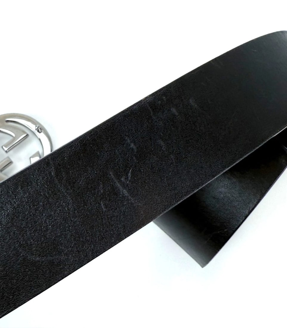Gucci Interlocking GG Buckle Dark Brown Leather Belt Size 75 - 6