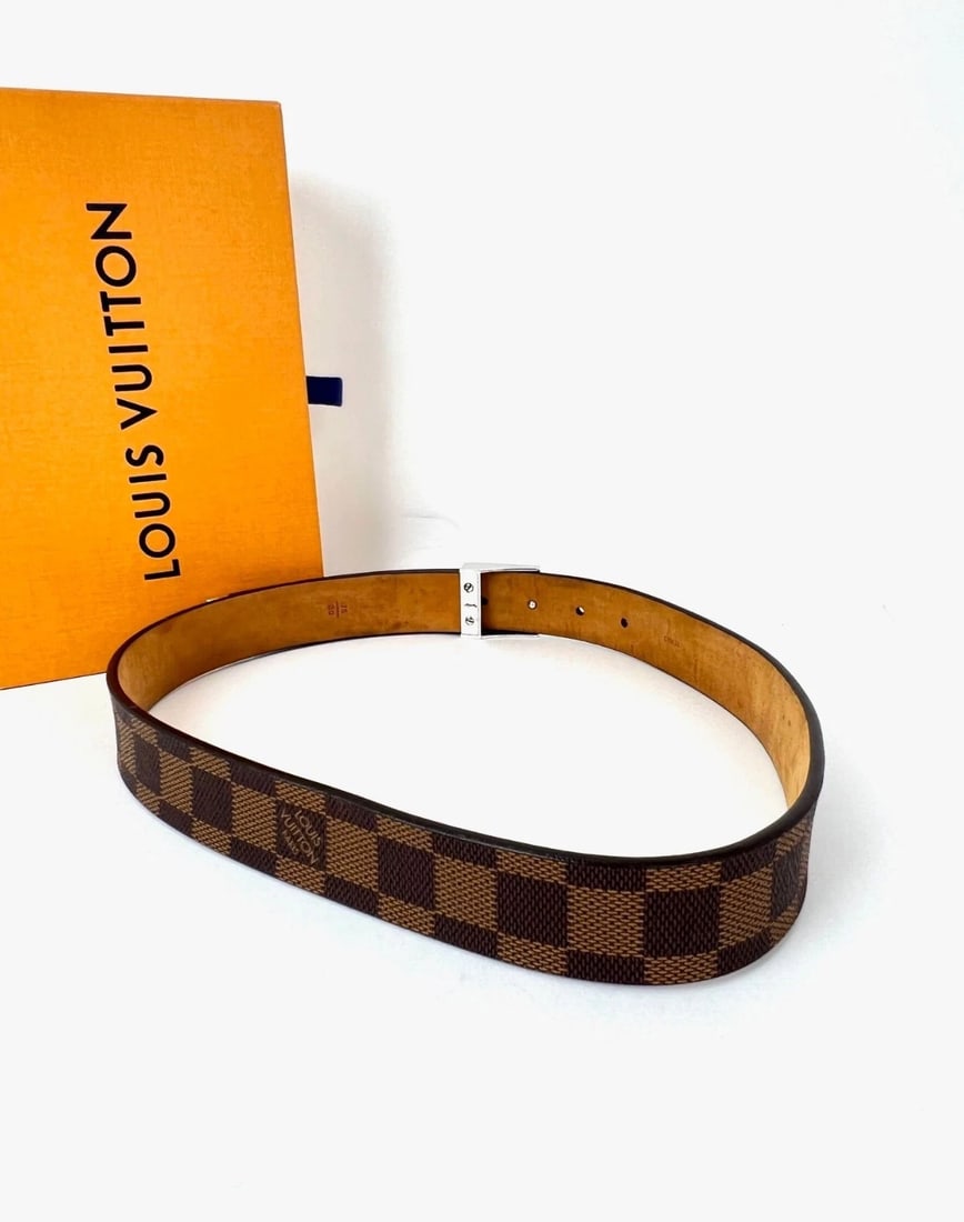 Louis Vuitton LV Inventeur Brown Damier Ebene Men's Belt 75/30 - 9