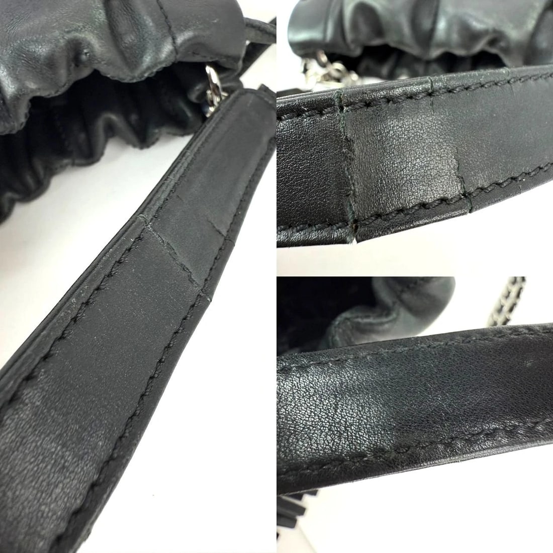 Chanel Vintage Small Lambskin Stitched Chocolate Bar Chain Black Bag - 6