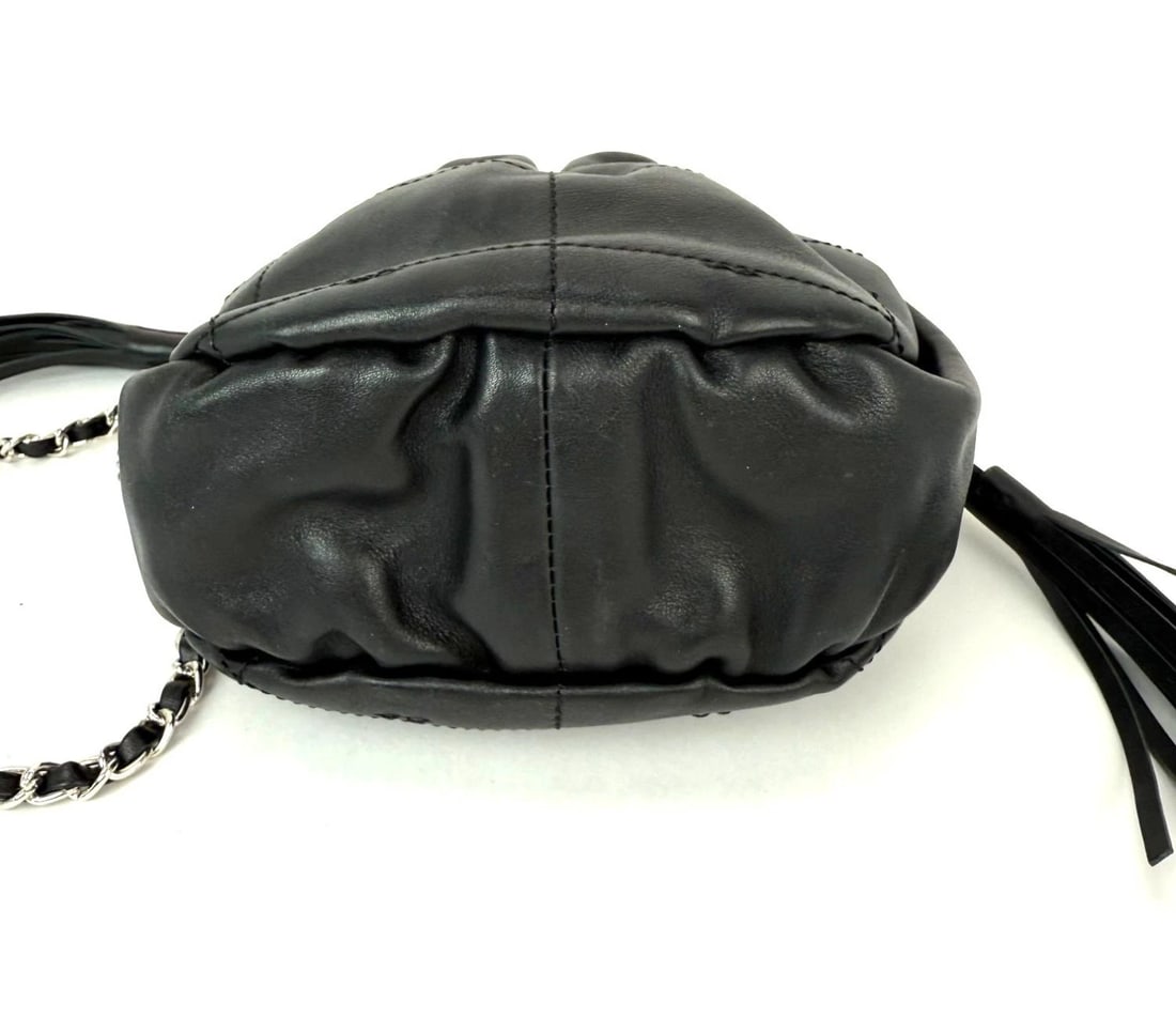 Chanel Vintage Small Lambskin Stitched Chocolate Bar Chain Black Bag - 8