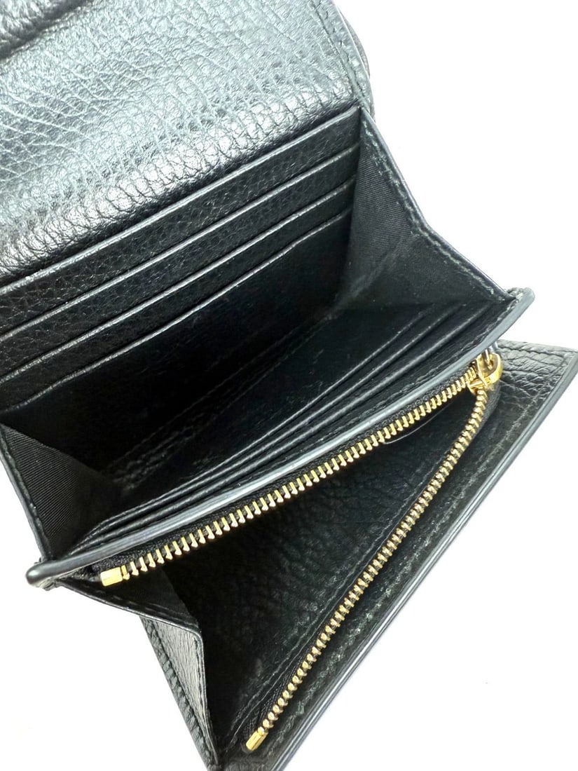 Gucci GG Supreme Compact Black Leather Wallet - 6
