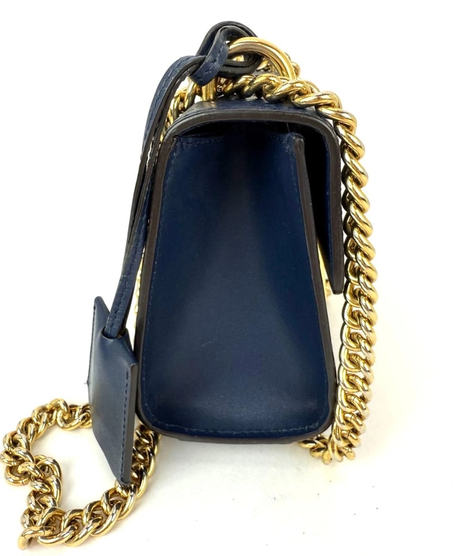 Gucci GG Supreme Small Padlock Monogram Blue Leather Shoulder Bag - 12