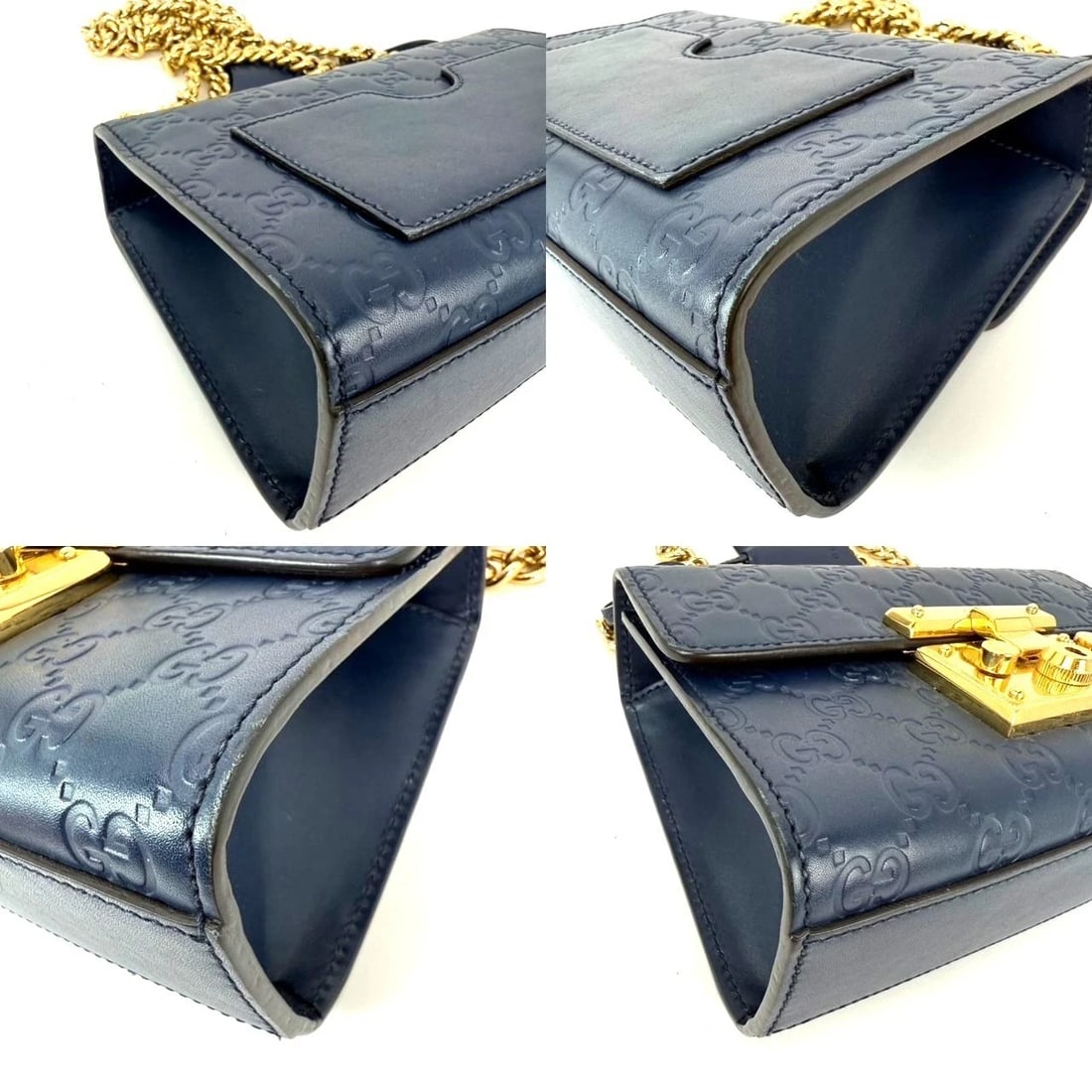 Gucci GG Supreme Small Padlock Monogram Blue Leather Shoulder Bag - 16
