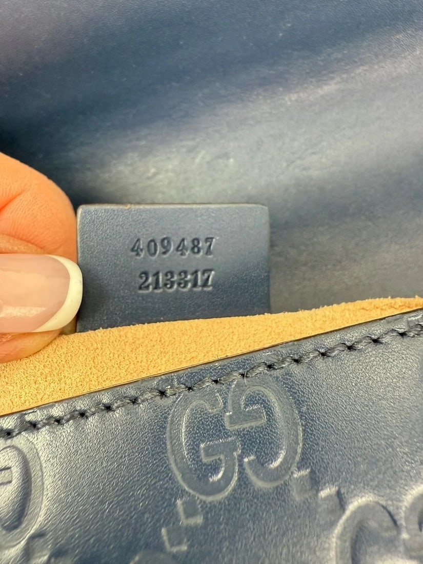 Gucci GG Supreme Small Padlock Monogram Blue Leather Shoulder Bag - 5