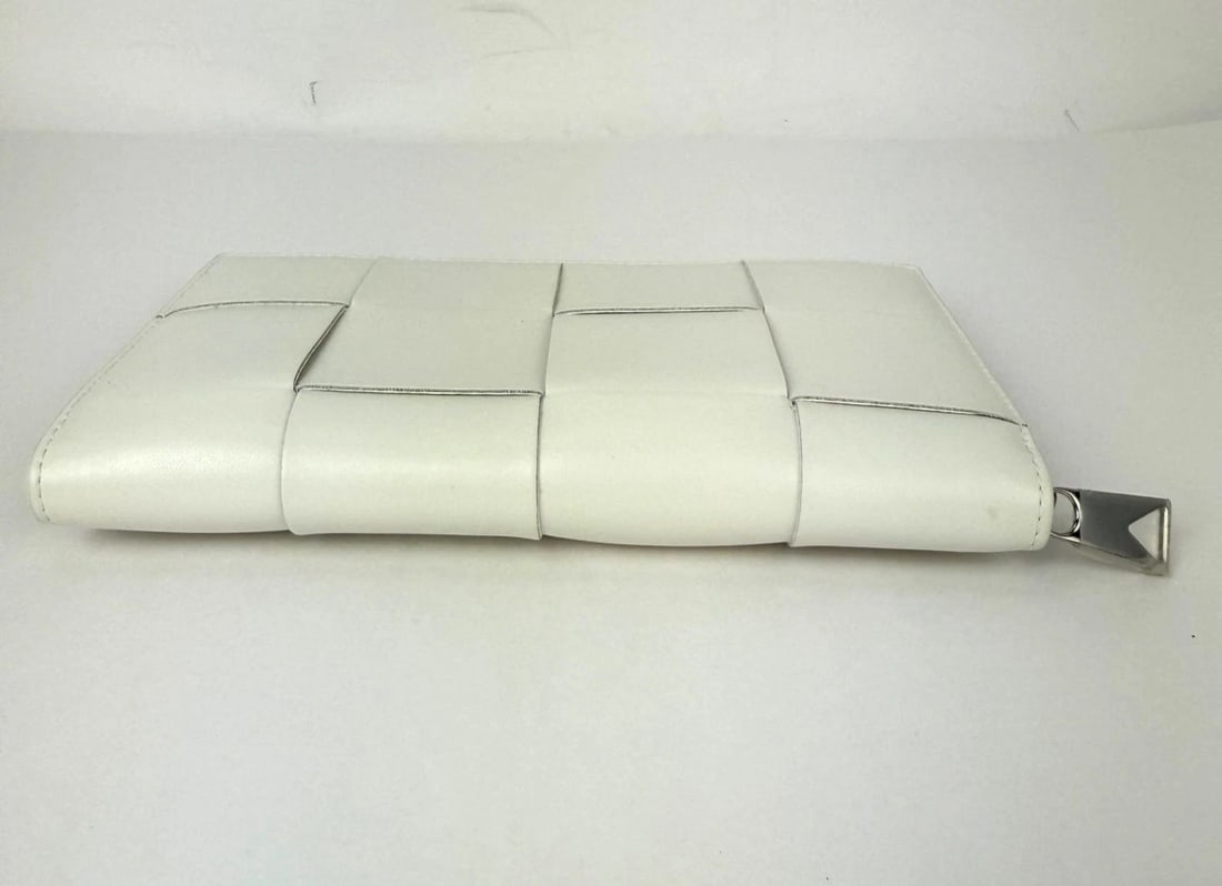 Bottega Veneta Intrecciato Leather White Cassette Zip Around Wallet - 3