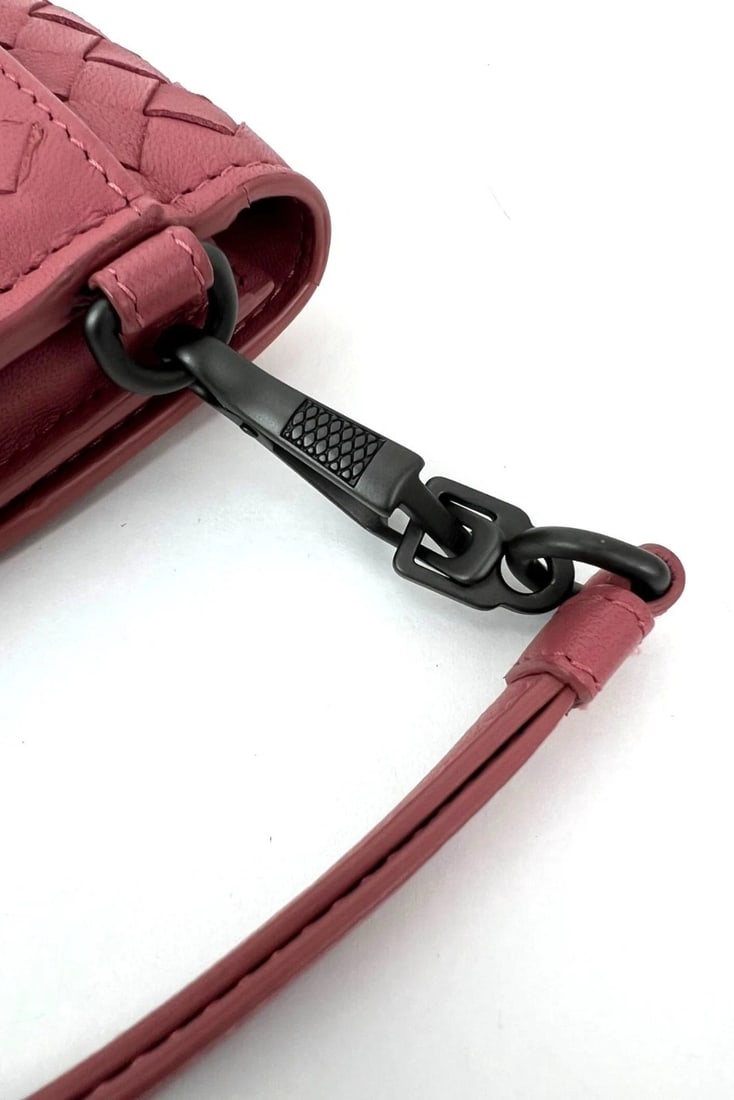 Bottega Veneta Intrecciato Pink Leather Flap Wallet Wristlet - 9