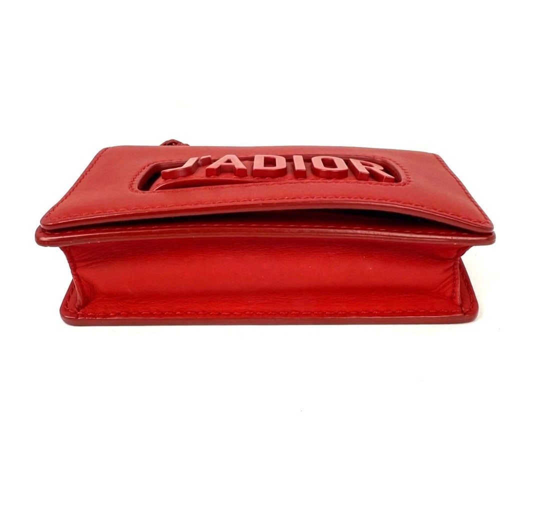 Christian Dior Ultra Matte Calfskin Mini J'Adior Red Flap Bag Clutch - 4