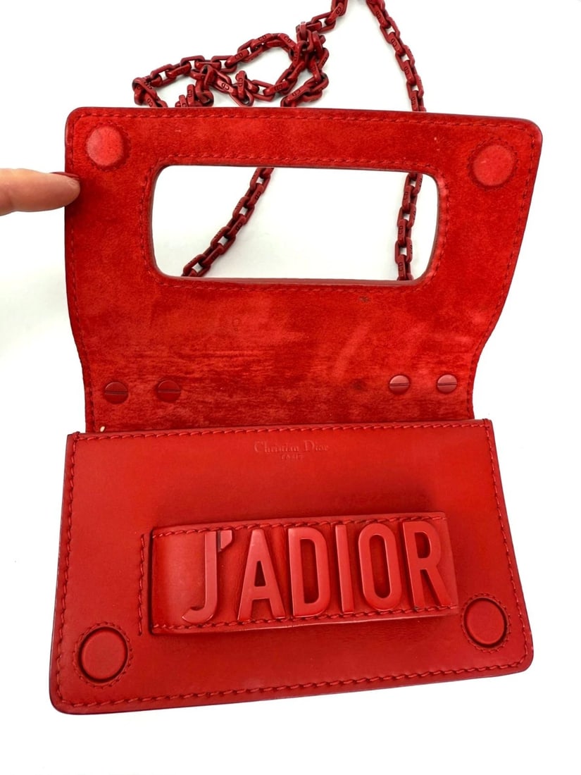 Christian Dior Ultra Matte Calfskin Mini J'Adior Red Flap Bag Clutch - 6
