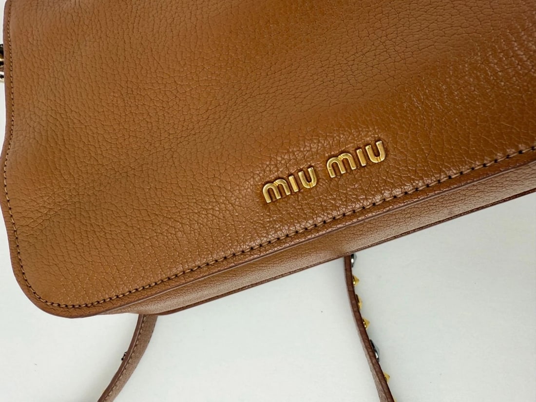 Miu Miu Madres Brown Leather Crystals Crossbody - 3