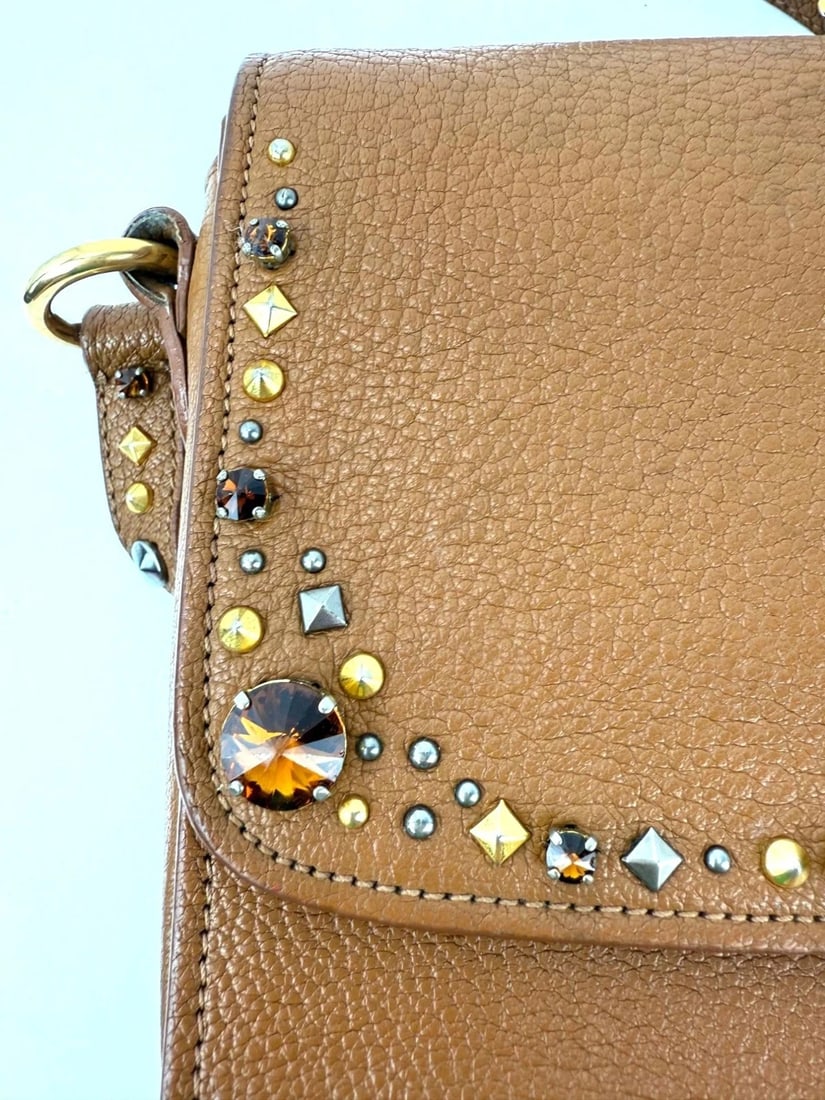 Miu Miu Madres Brown Leather Crystals Crossbody - 4