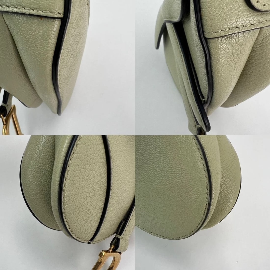 Christian Dior Goatskin Light Green Micro Saddle Bag with Strap - 5