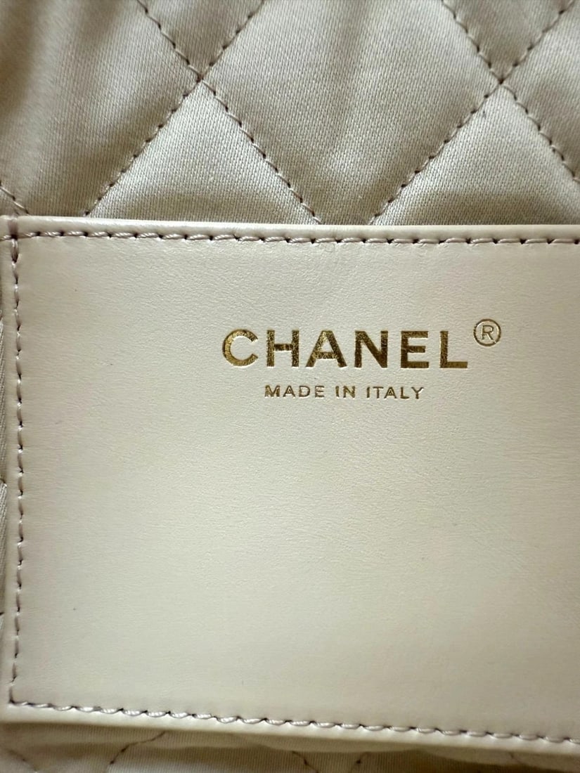 Chanel 22 Mini Shiny Calfskin Quilted White Crossbody Hand Bag - 10